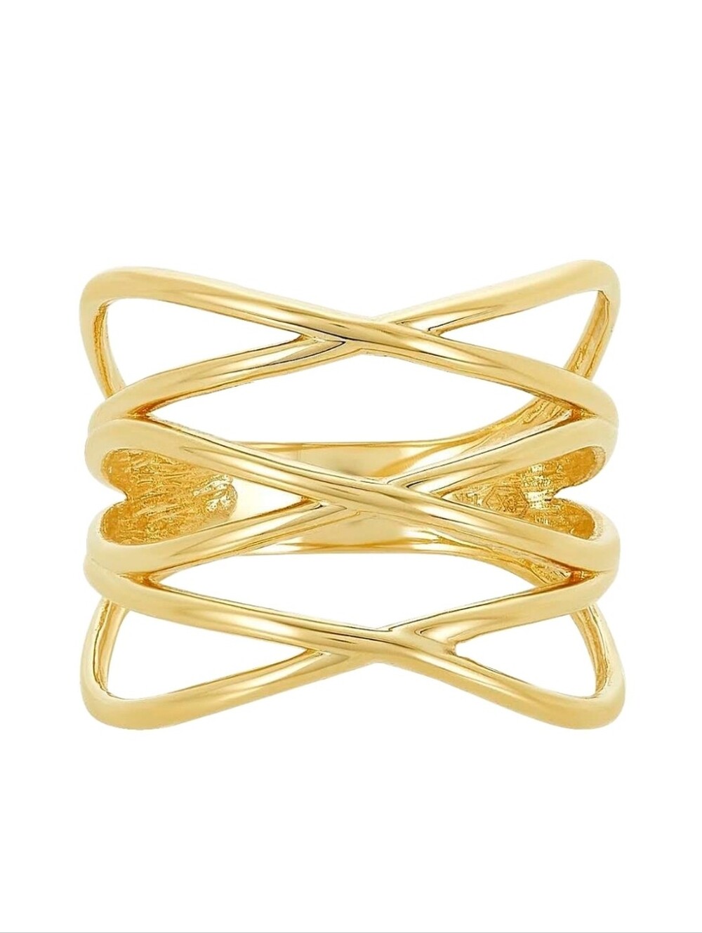 Yellow Gold 14K Crisscross Open Band Ring - Women Jewelry